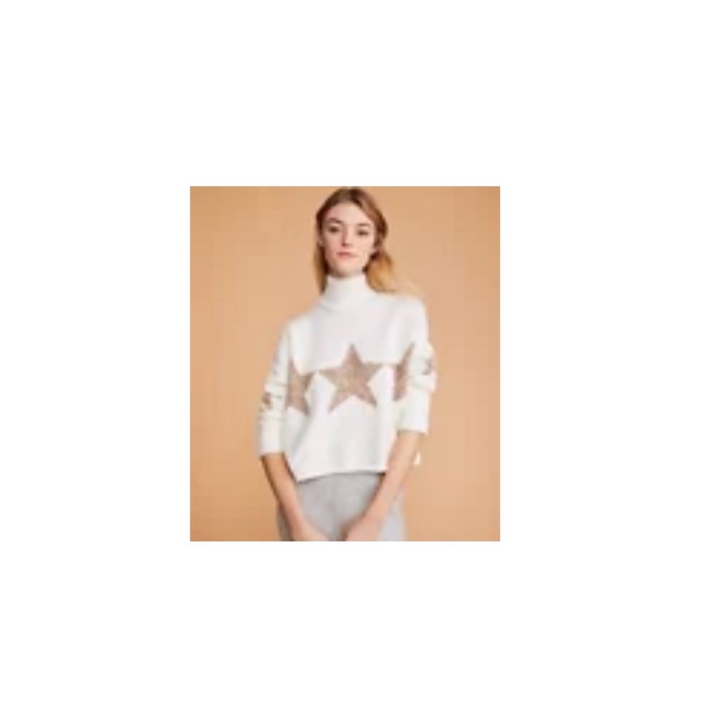 Lou & Grey Triple Star Cropped Turtleneck Sweater | Size Medium